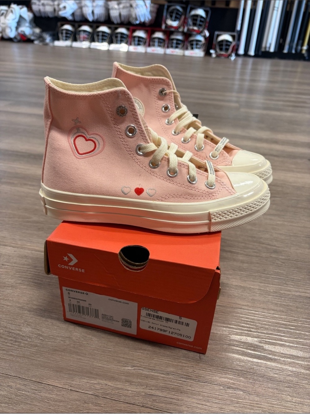 Converse Kids Pink High-Top Canvas Sneakers with Heart Accents
